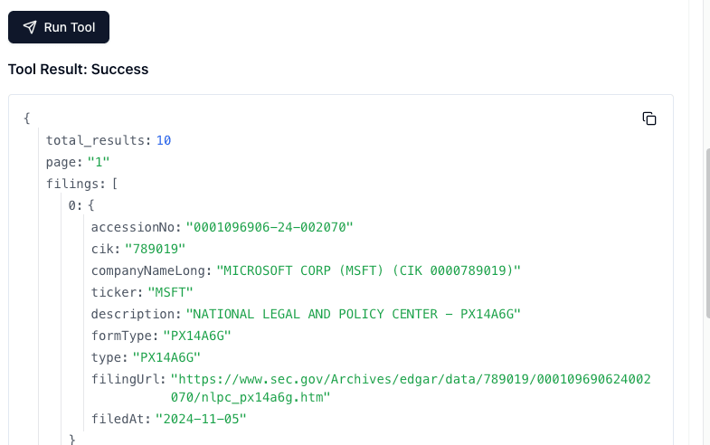 First output of Full text search